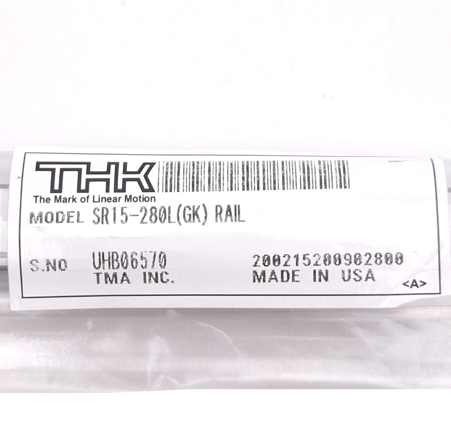 New THK SR15-280L Linear Guide Rail, 15x280x12.5mm, 60mm Pitch, 20.5kN Max
