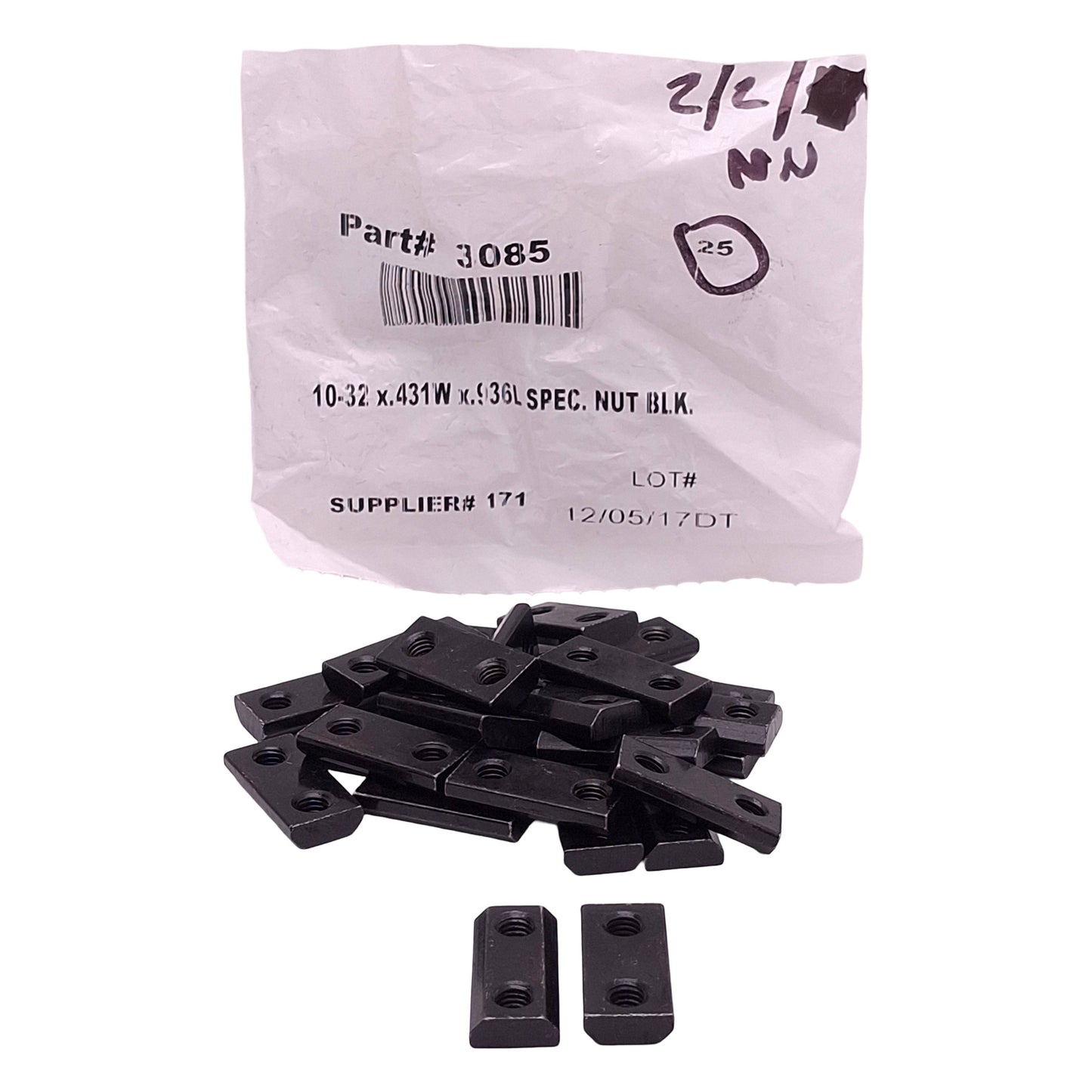 New Lot of 25 80/20 3085 Double Anchor Slide-In T-Nut, #10-32, 0.936in L x 0.431in W