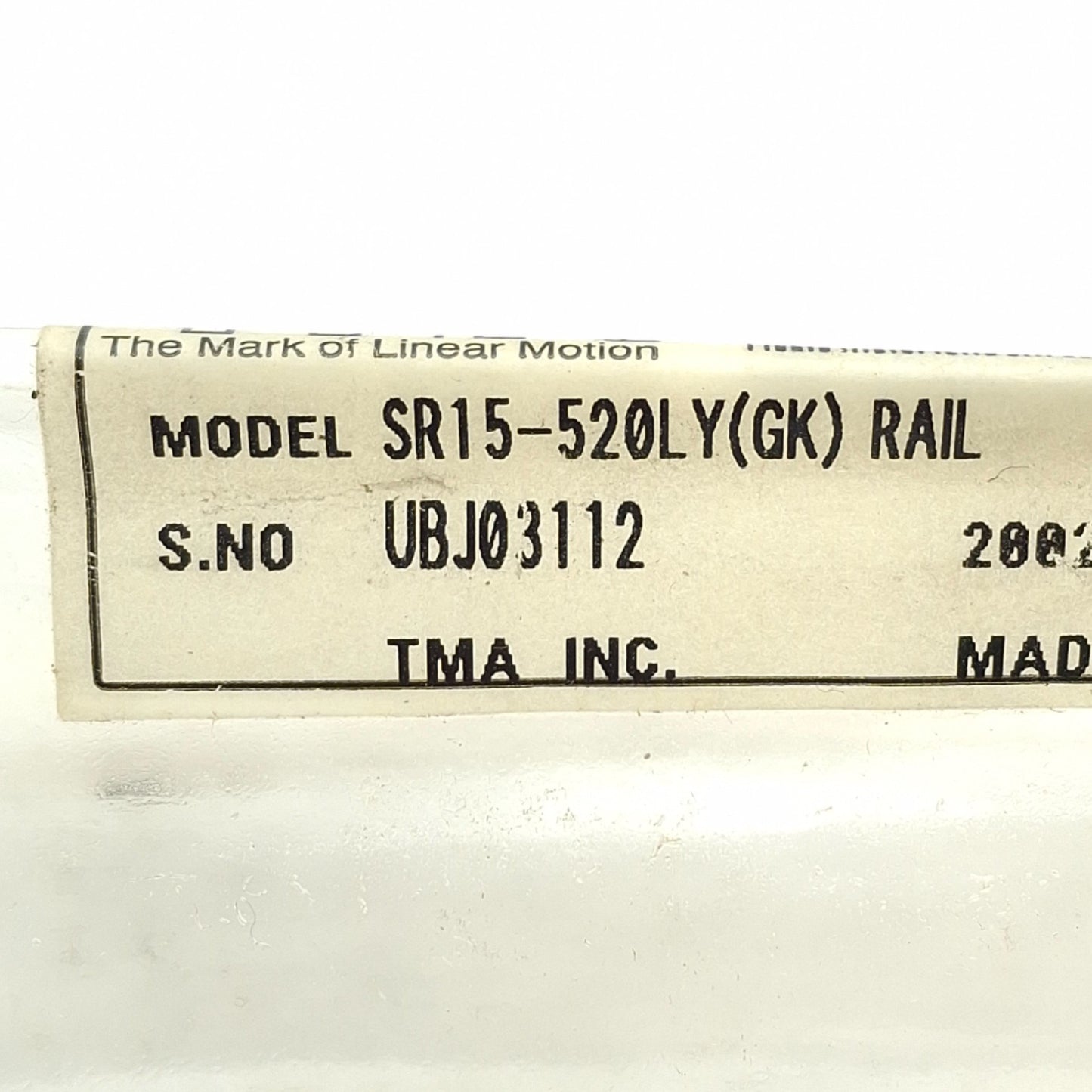 New THK SR15-520LY Linear Motion Guide Rail, 520mm Length, 15mm Width, 60mm Pitch