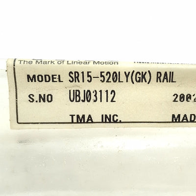 New THK SR15-520LY Linear Motion Guide Rail, 520mm Length, 15mm Width, 60mm Pitch