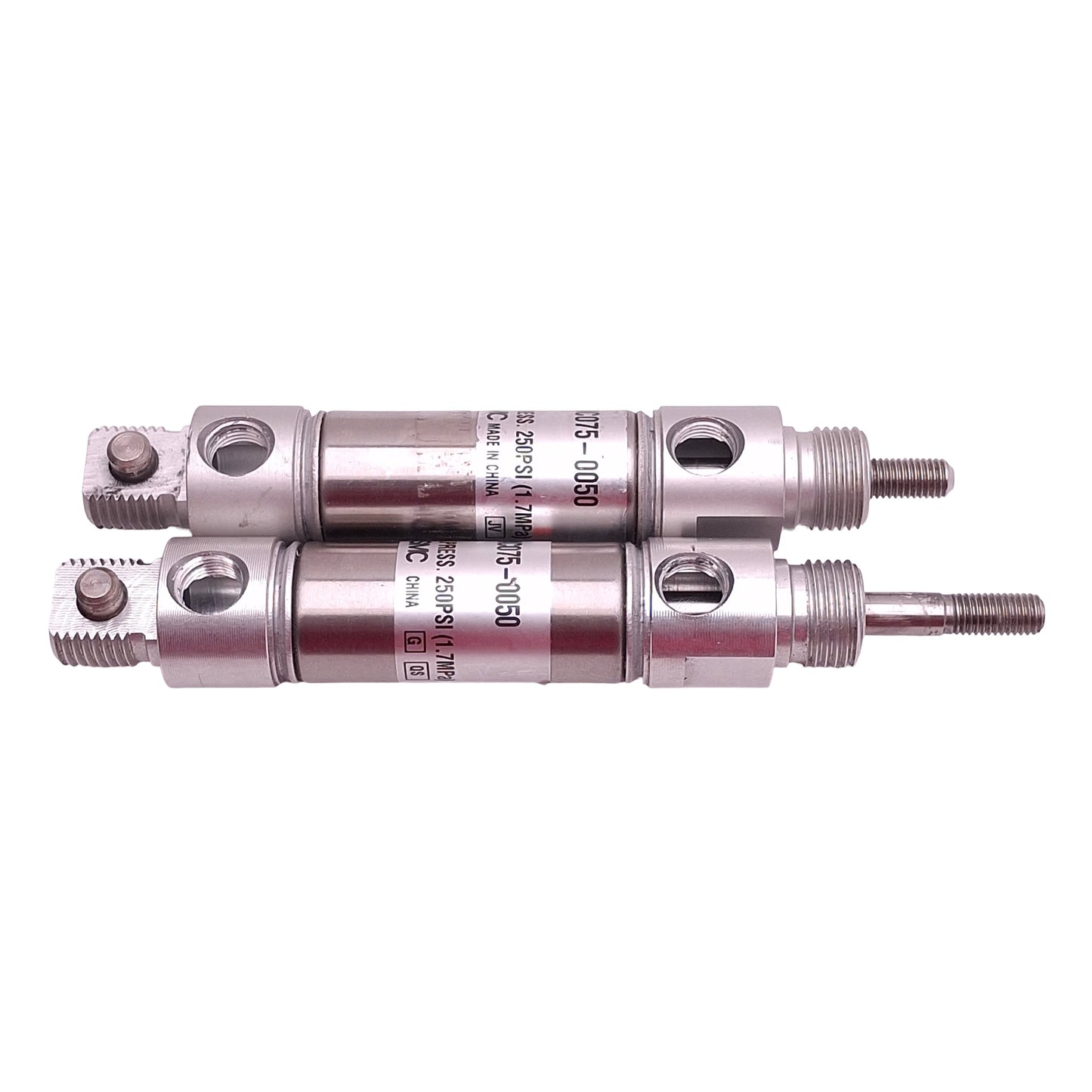 Used Lot of 2 SMC NCMC075-0050 Pneumatic Cylinder 3/4in Bore, 1/2in Stroke, 1/8in NPT