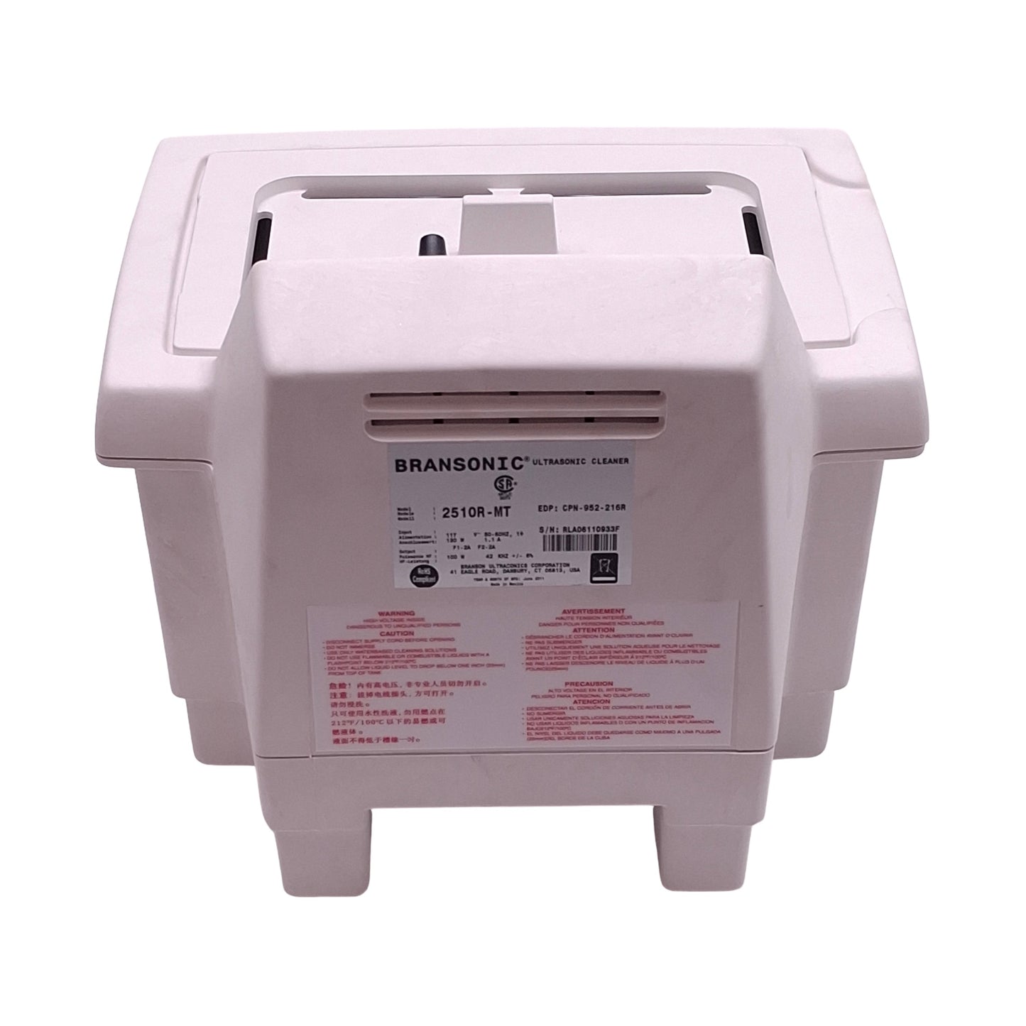Used Branson 2510R-MT Ultrasonic Bath Cleaner, 3/4 gal., Ambient to 69°C, 117VAC 130W