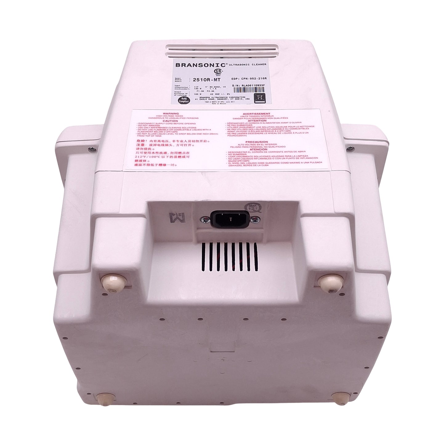 Used Branson 2510R-MT Ultrasonic Bath Cleaner, 3/4 gal., Ambient to 69°C, 117VAC 130W