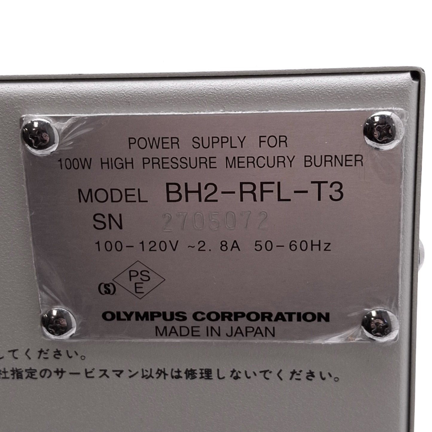 Used Olympus BH2-RFL-T3 Power Supply for High Pressure Mercury Burner, 100W, 100-120V