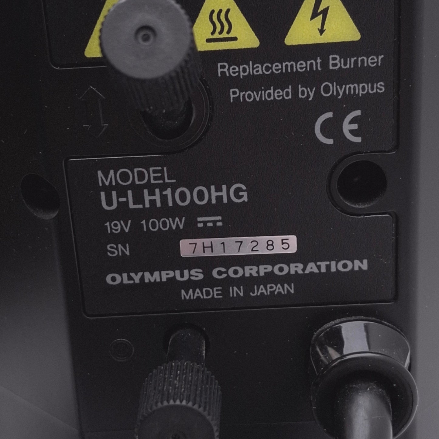 Used Olympus U-LH100HG Mercury Fluorescence Light Source, 19VDC, 100W Max, ø1.5in