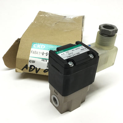 New CKD FAB41-8-5-2HS-1 Solenoid Air Valve, 2-Port NC, Rc1/4, 100/110VAC Coil, 1MPa