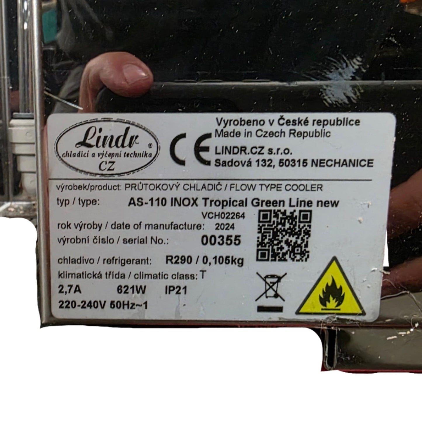 New – Open box Lindr AS-110 INOX Tropical Green Line New Flow Type Cooler 110l/min, 240VAC 1-Ph