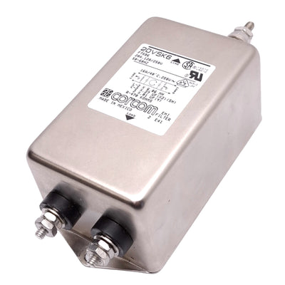 Used Corcom 20VSK6 Power Line EMI Filter, 20A 120/250VAC, 30MHz 48dB Max