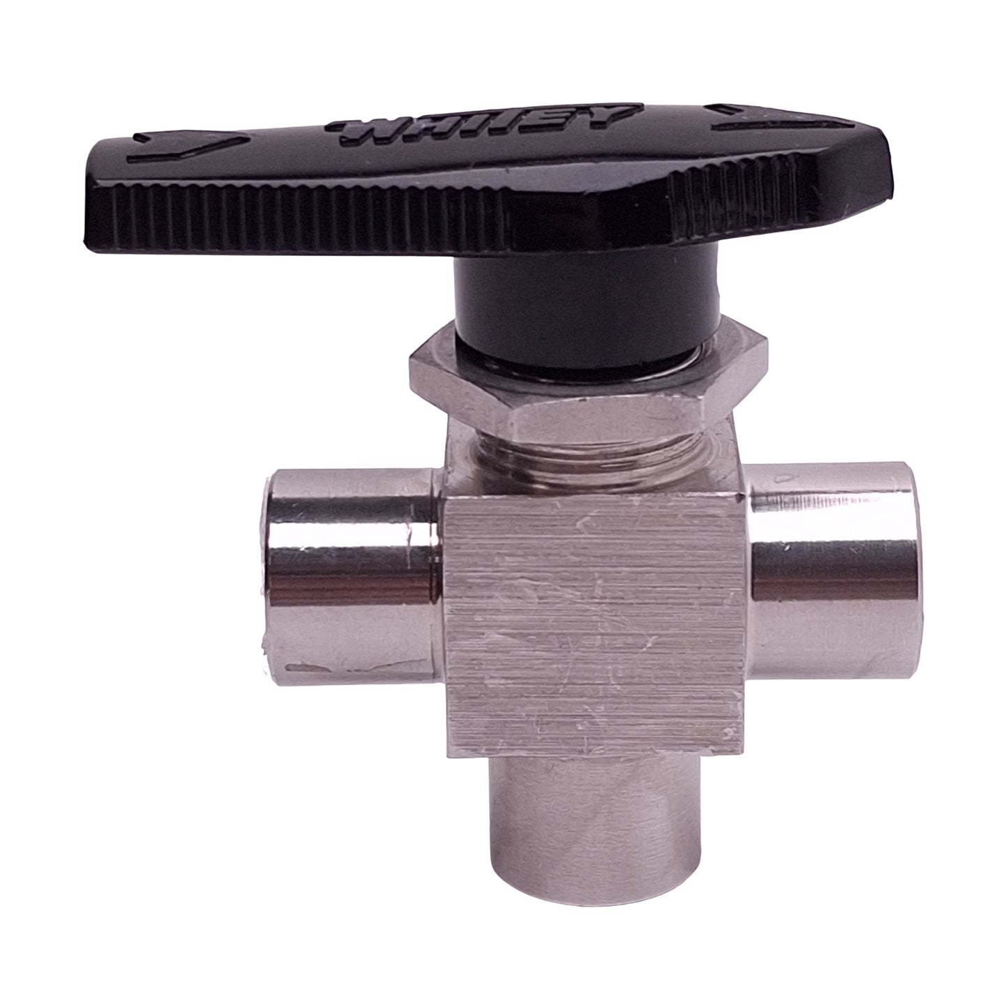 Used Whitey SS-43XF4 Stainless Steel Ball Valve, 3-Way, 1/4in Female NPT, 2500psi Max