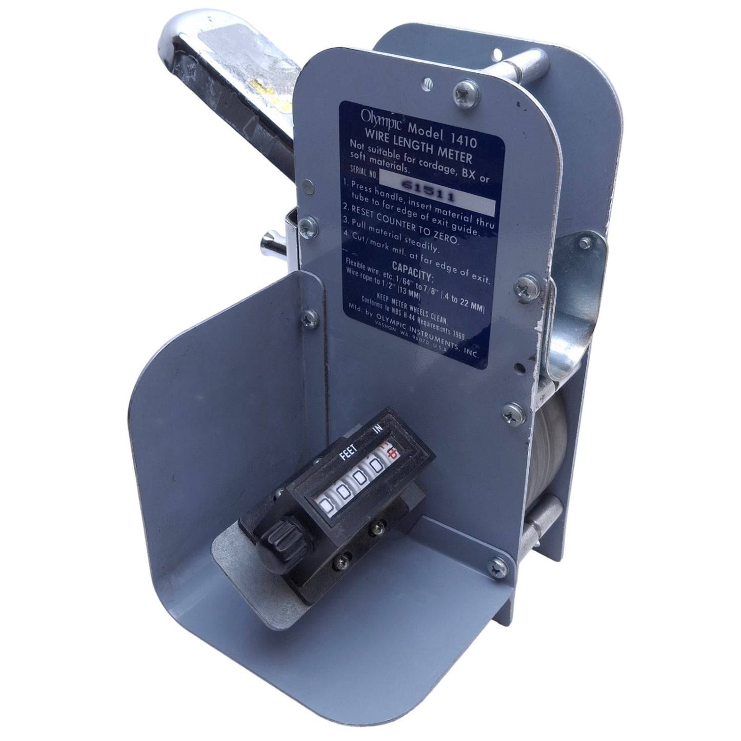 Used Olympic Instruments 1410 Wire Length Meter, Feet, ø1/64in-ø7/8in Flexible Wire