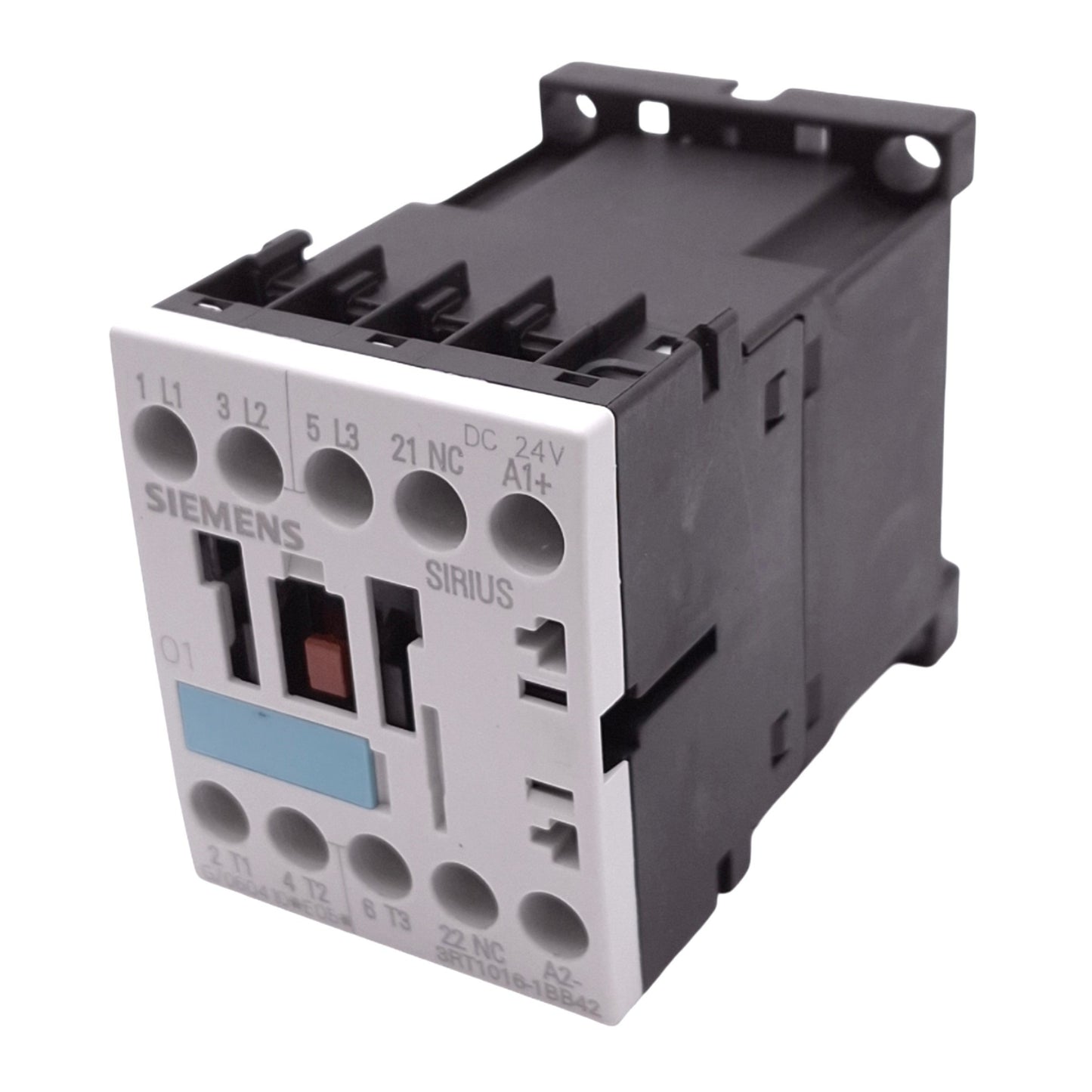 Used Siemens 3RT1016-1BB42 Contactor, 3-Pole, 1NC Aux, 3hp 460VAC Max, 24VDC Coil
