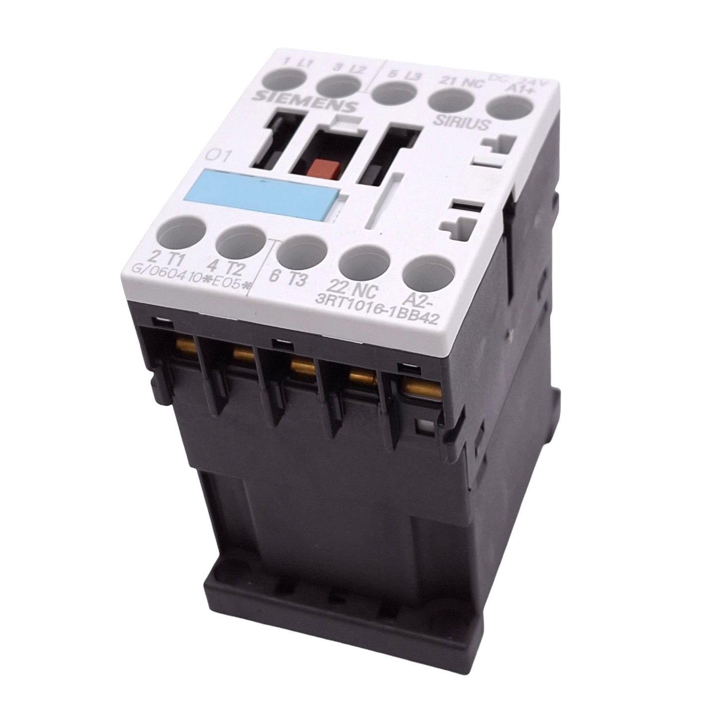 Used Siemens 3RT1016-1BB42 Contactor, 3-Pole, 1NC Aux, 3hp 460VAC Max, 24VDC Coil