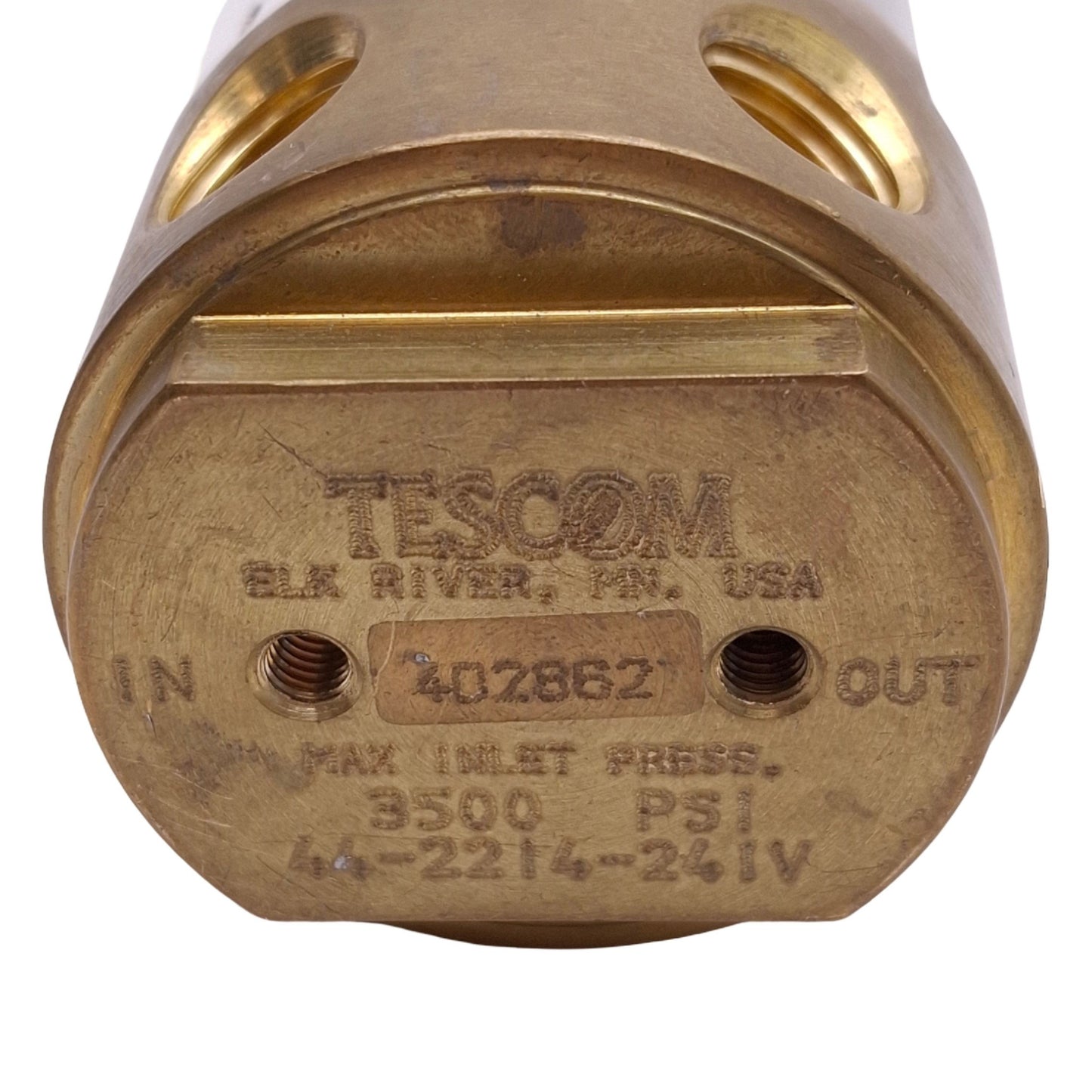 Used Telecom 44-2214-241V Pressure Regulator, 1/4in NPT, 0-500psi Set, 3500psi Max