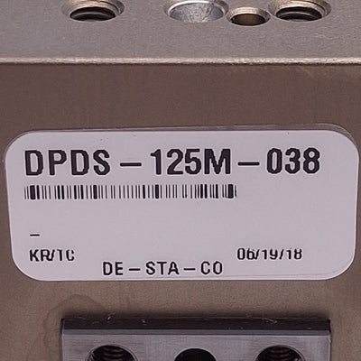 New – Open box Destaco DPDS-125M-038 Parallel Gripper ø1.25" Bore, 0.38" Stroke, 100lbf, 100psi
