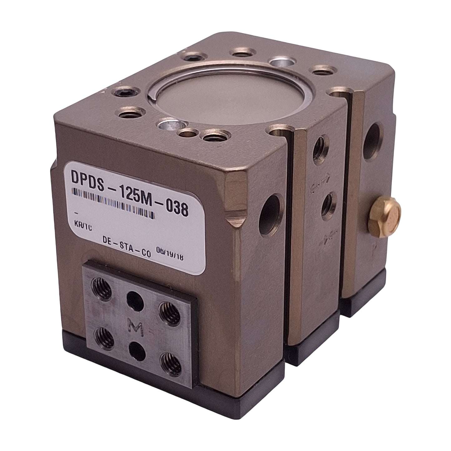 New – Open box Destaco DPDS-125M-038 Parallel Gripper ø1.25" Bore, 0.38" Stroke, 100lbf, 100psi