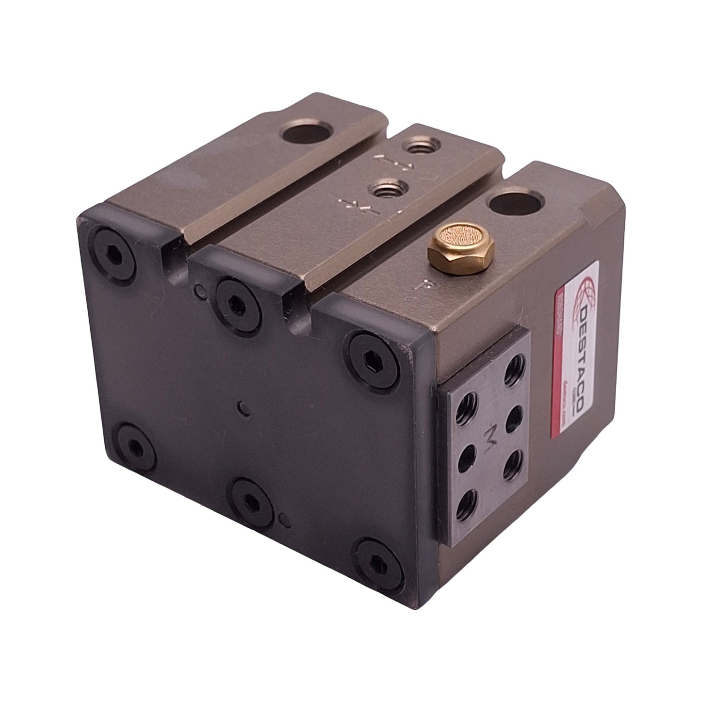 New – Open box Destaco DPDS-125M-038 Parallel Gripper ø1.25" Bore, 0.38" Stroke, 100lbf, 100psi