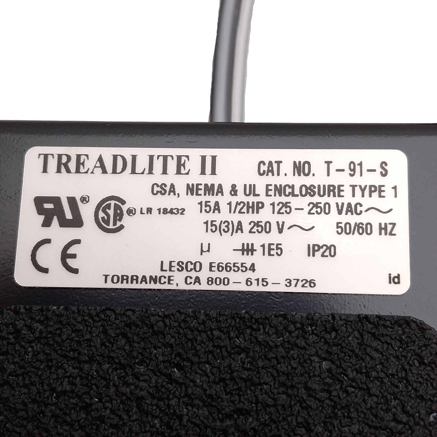 New Dymax Linemaster 40402 T-91-S Foot Pedal Switch, 250VAC 15A SPDT 1/4" Phone Jack