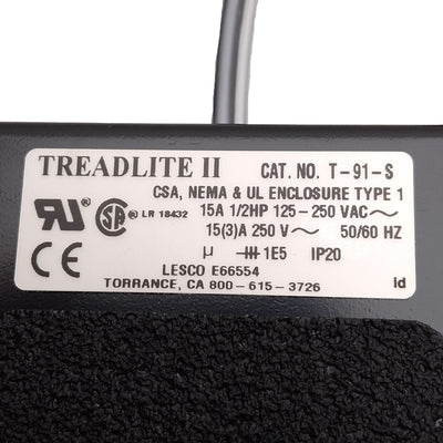 New Dymax Linemaster 40402 T-91-S Foot Pedal Switch, 250VAC 15A SPDT 1/4" Phone Jack