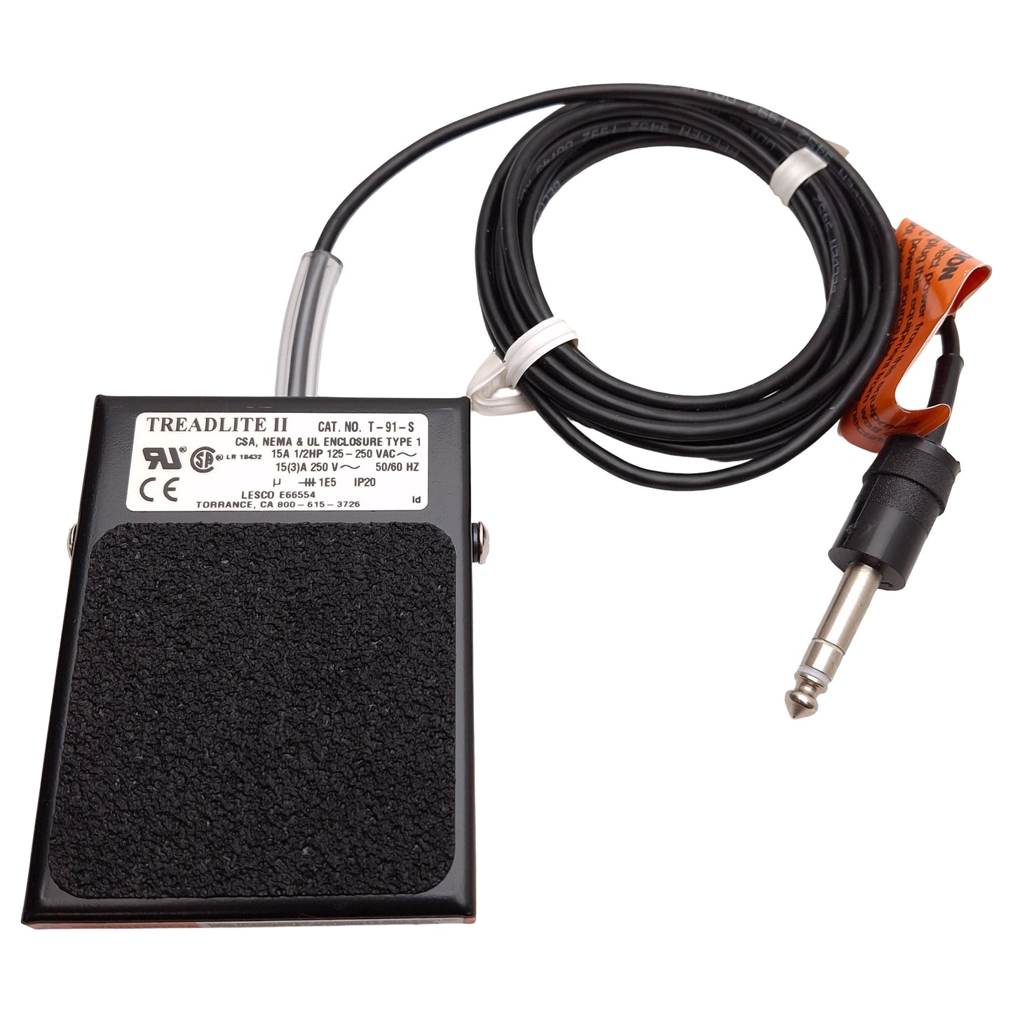 New Dymax Linemaster 40402 T-91-S Foot Pedal Switch, 250VAC 15A SPDT 1/4" Phone Jack