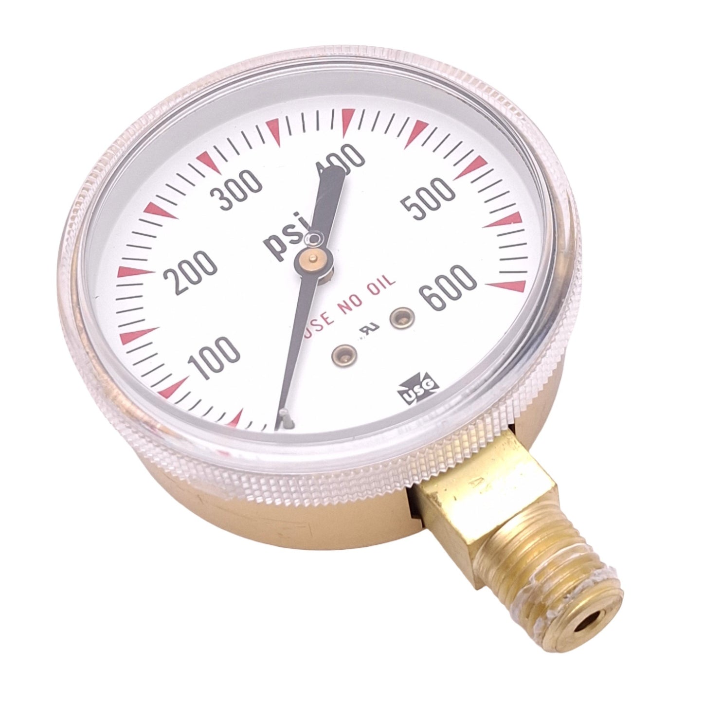 Used AMETEK USG CU-2581-JZ Pressure Gauge, 0-600psi, 2-1/2" Face, 1/4" NPT