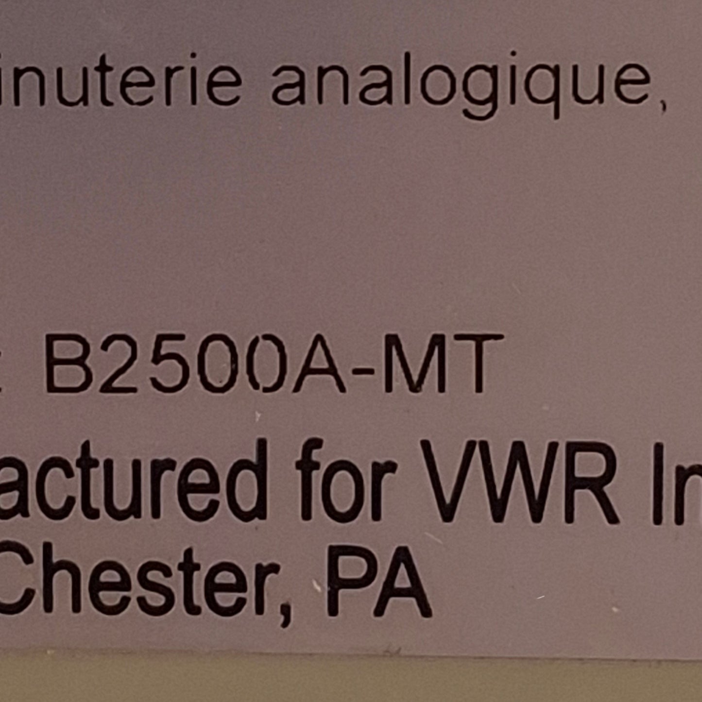 Used VWR B2500A-MT Ultrasonic Cleaner 110V-120VAC Input, 1.1A, 2.8L, 85W Output
