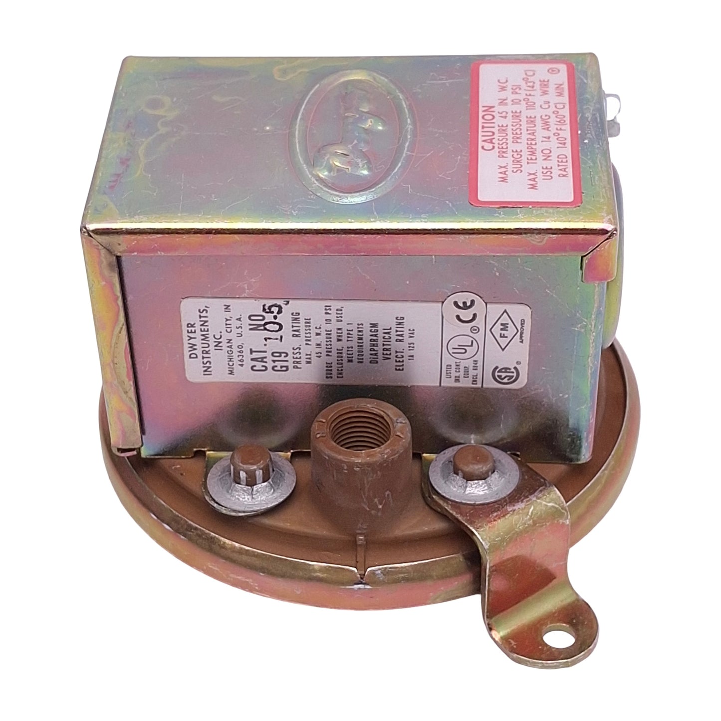 New – Open box Dwyer 1910-5 Pressure Switch, SPDT NO/NC, 1.40-5.5" w.c Range, 15A 120-480VAC