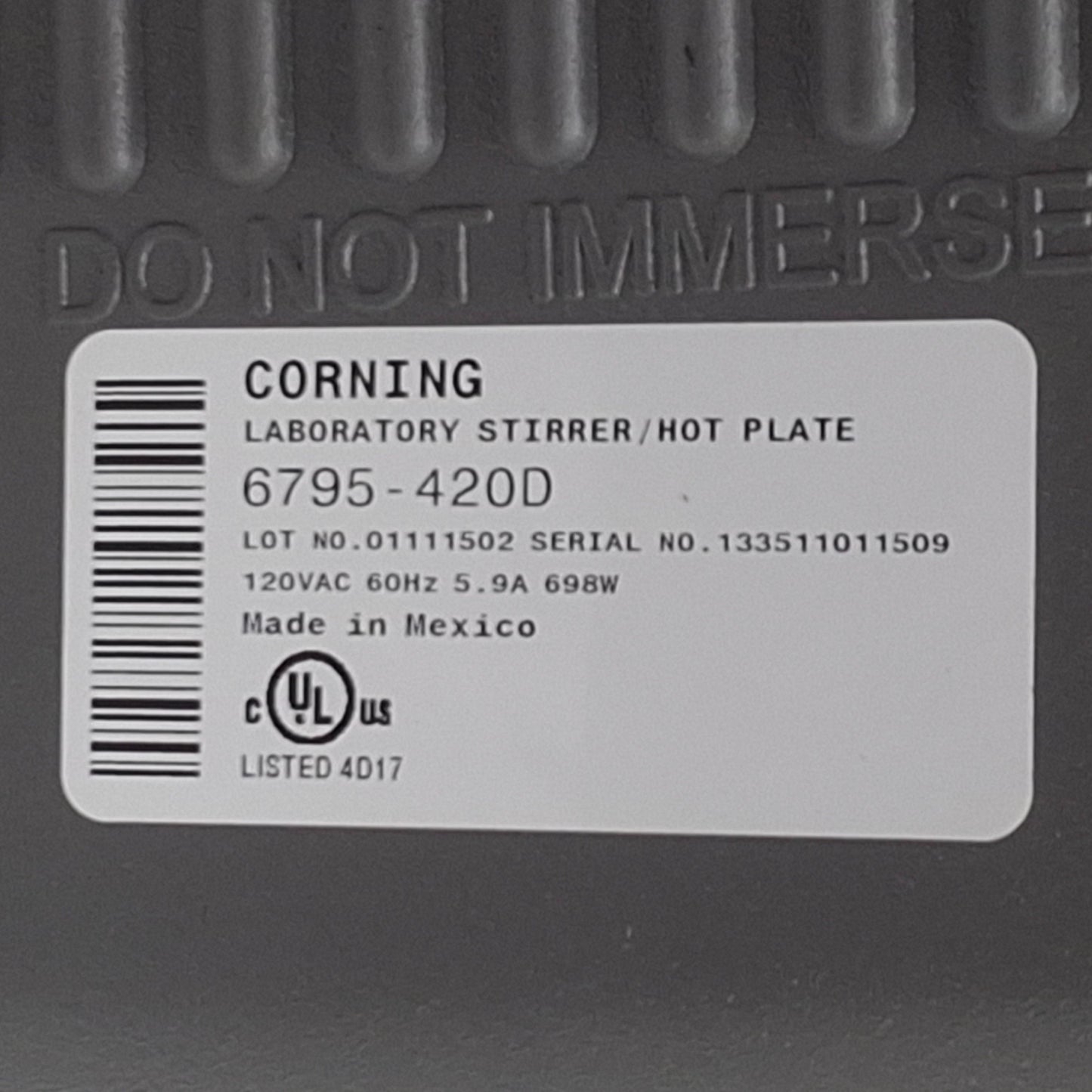 Used Corning 6795-420D Laboratory Stirrer / Hot Plate, 5 x 7in Top, 5-550°C, 120VAC
