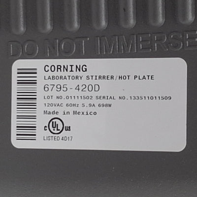 Used Corning 6795-420D Laboratory Stirrer / Hot Plate, 5 x 7in Top, 5-550°C, 120VAC