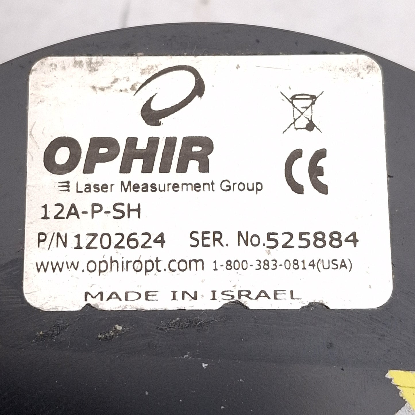 Used Ophir 12A-P-SH 1Z02624 Laser Power/Energy Meter, 2mW-12W, 0.15-6µm, DB15
