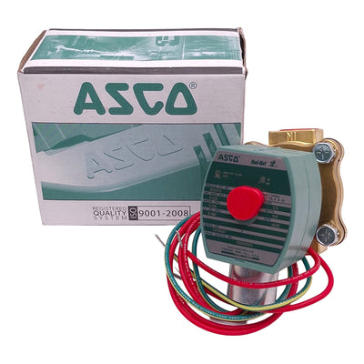 New ASCO 8210G002 Red-Hat Solenoid Valve, 2-Way N.C, 1/2in Female NPT, 24VDC Coil