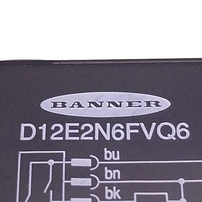 New – Open box Banner D12E2N6FVQ6 Glass Fiber Optic Sensor, NPN, 10-30VDC, 5-Pin M12 Male