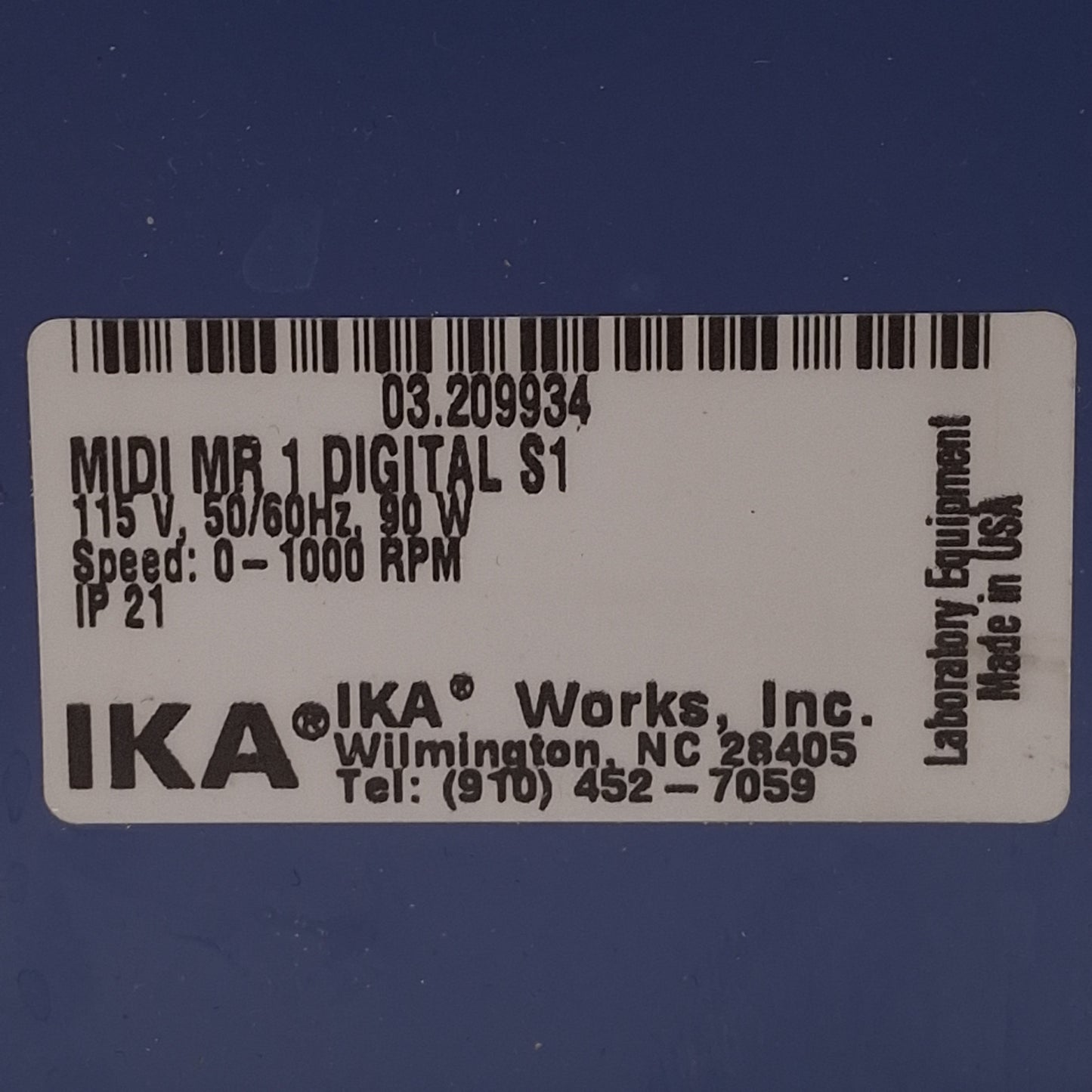 Used IKA MIDI MR 1 DIGITAL S1 Magnetic Stirrer, 1-Station, 0-1000rpm, 100-120VAC