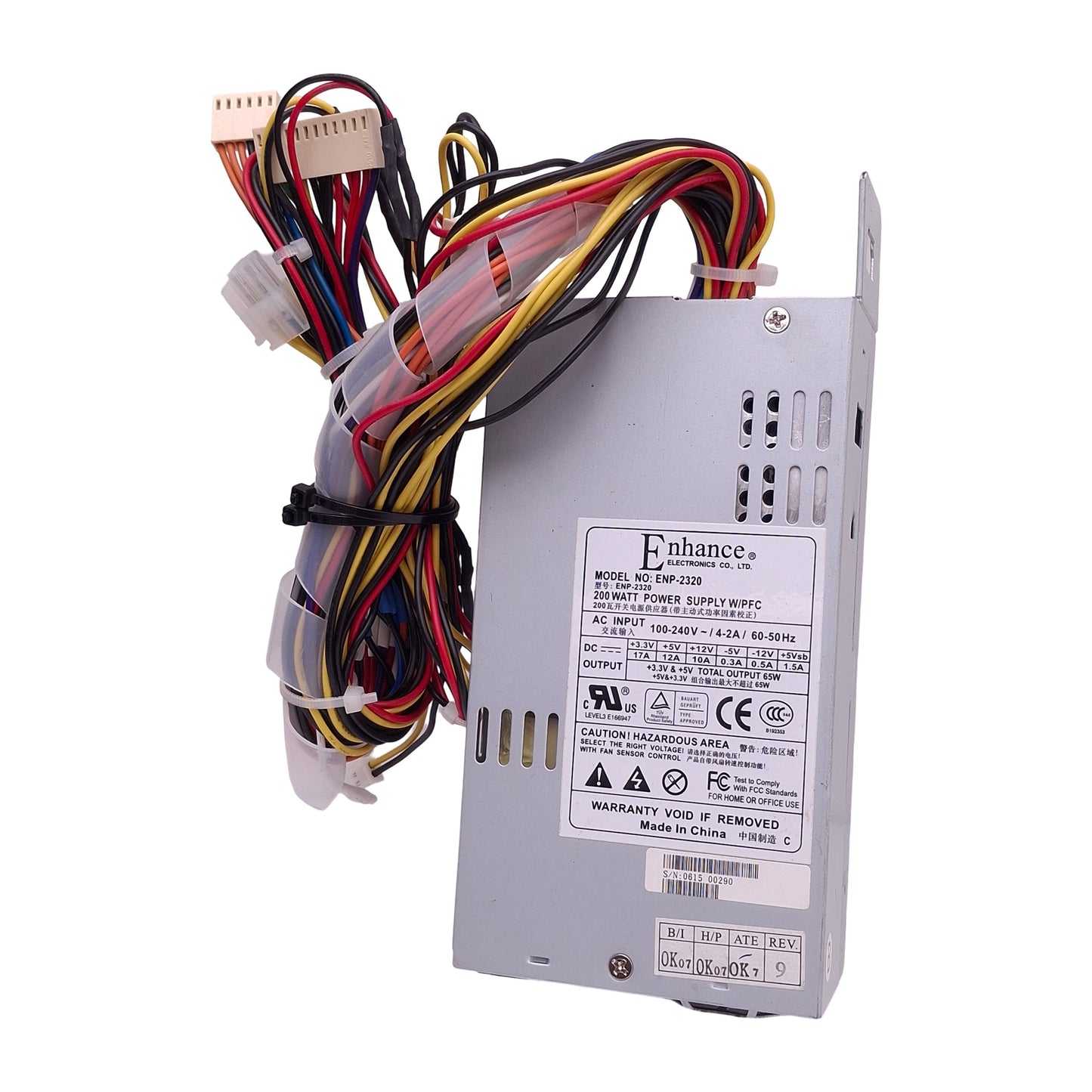 Used Enhance ENP-2320 Switching Power Supply 200W 100-240VAC In, +5V/+3.3V/+12VDC Out