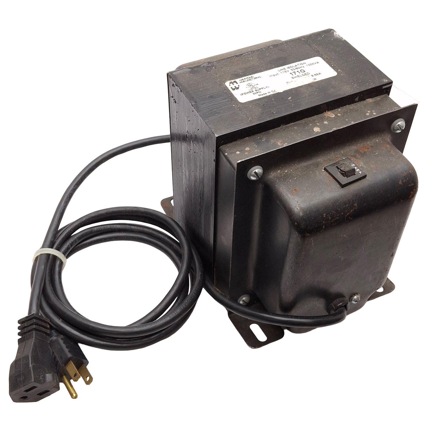 Used Hammond 171G Plug-In Isolation Transformer, 1000VA, 115VAC Prim/Sec, NEMA 5-15