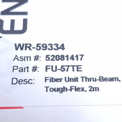 New Keyence FU-57TE Fiber Unit Thrubeam Type ø0.7mm Optical Axis, 6 x 10.5 x 2.5mm