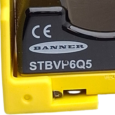 Used Banner STBVP6Q5 Safety Touch Button, 10-30VDC, PNP Output, 4-Pin M12, With Guard