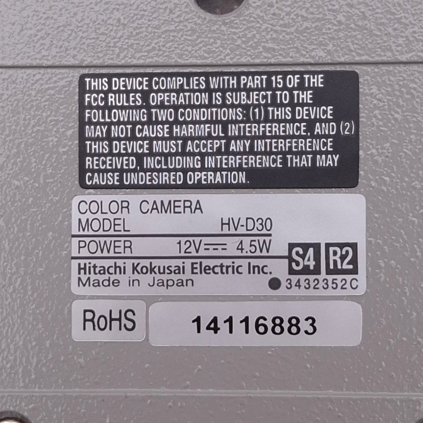 New Hitachi HV-D30 3CCD Color Camera, 1/3", 811x508, 800 TV Lines, 12VDC, C-Mount