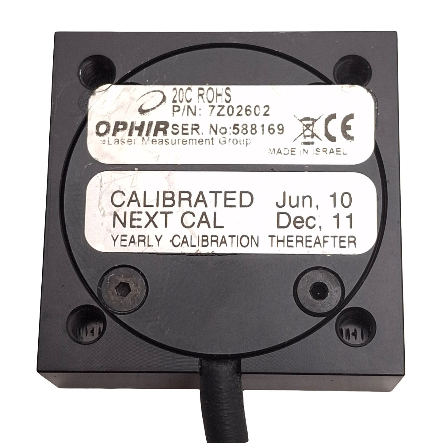 Used Ophir 2Z02602 20C-ROHS Laser Power Sensor 0.19-20µm ø12mm Aperture 38x38x14mm