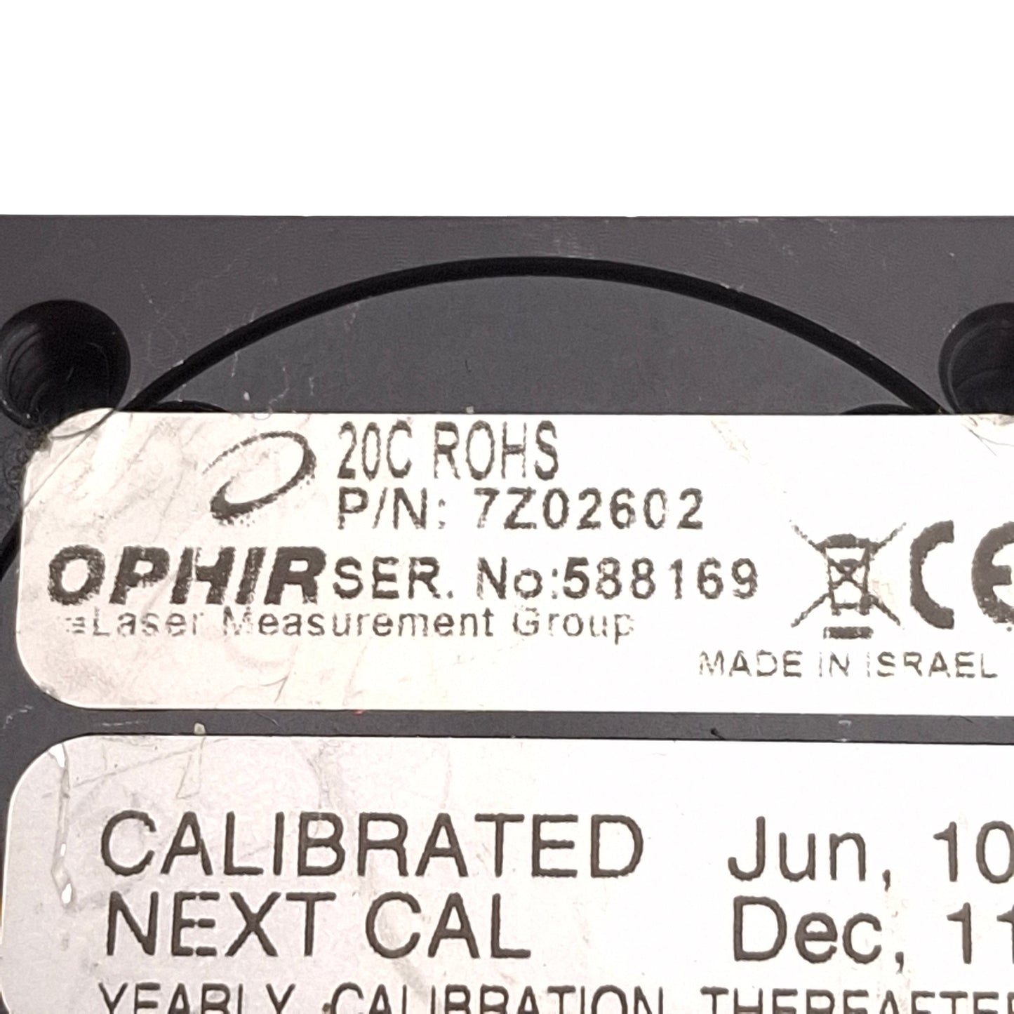 Used Ophir 2Z02602 20C-ROHS Laser Power Sensor 0.19-20µm ø12mm Aperture 38x38x14mm