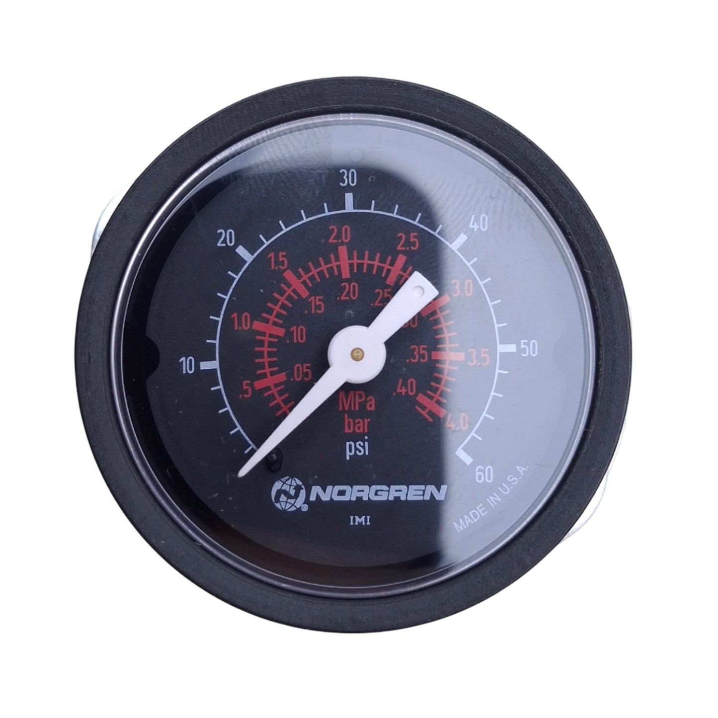 Used Lot of 3 Norgren 18-015-211 Air Pressure Gauge 1/8" NPT Port, 60psi, 0.4Mpa