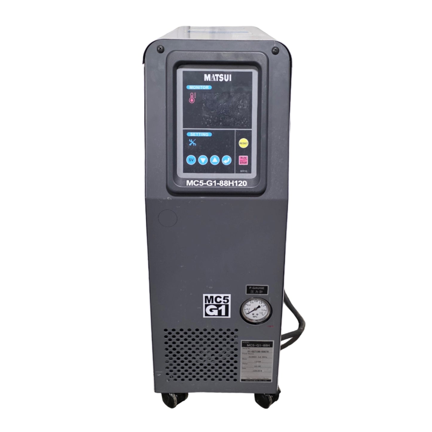 Used Matsui MC5-G1-88H Mold Temperature Controller 248°F Max 9kW 20Gal/min 460VAC 3Ph
