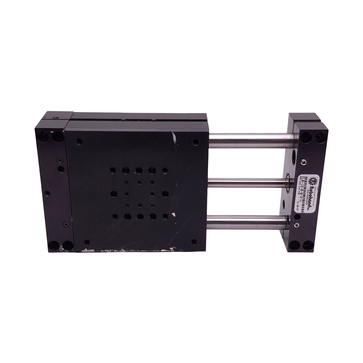 Used Robohand DLB-12-B-B-2-V Pneumatic Base Slide, ø1in Bore, 2.5in Stroke, 10-32/M5