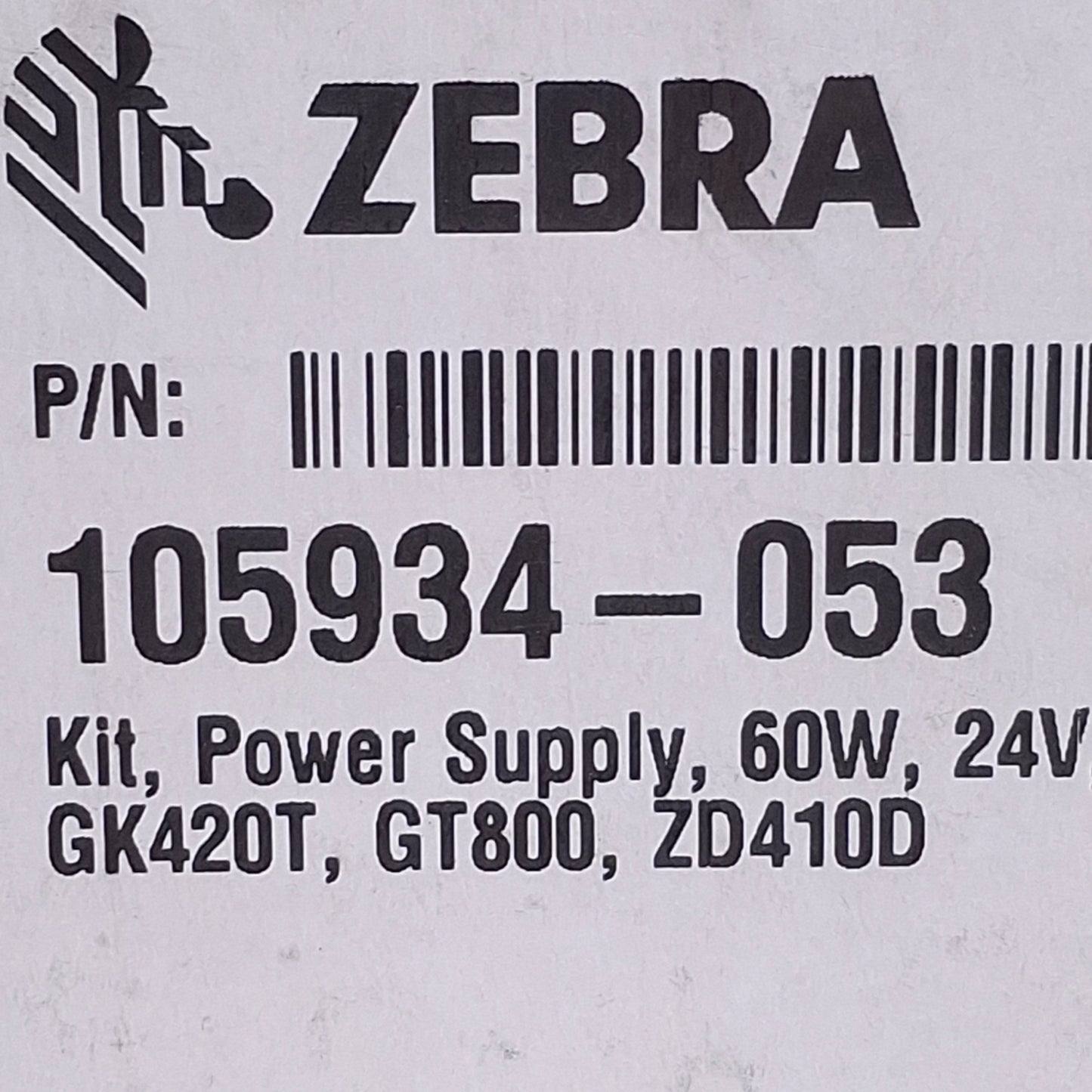 New Zebra 105934-053 Power Supply For Zebra GK & ZD Series, 100-240VAC, 24VDC Output