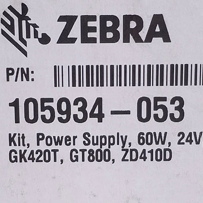 New Zebra 105934-053 Power Supply For Zebra GK & ZD Series, 100-240VAC, 24VDC Output