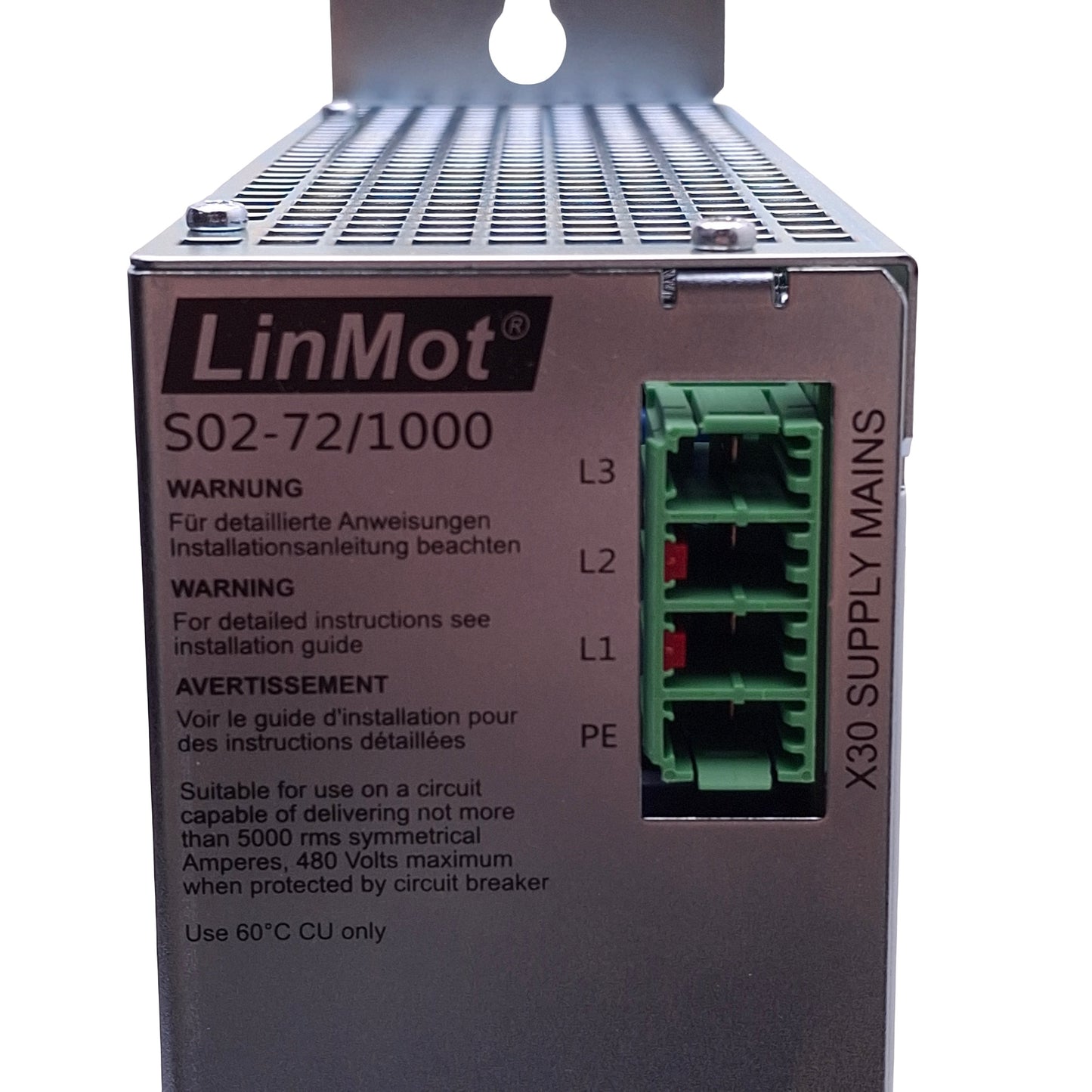 New LinMot S02-72/1000 0150-4535 Power Supply, 3x400-480VAC In 13.9A 72VDC 1000W Out