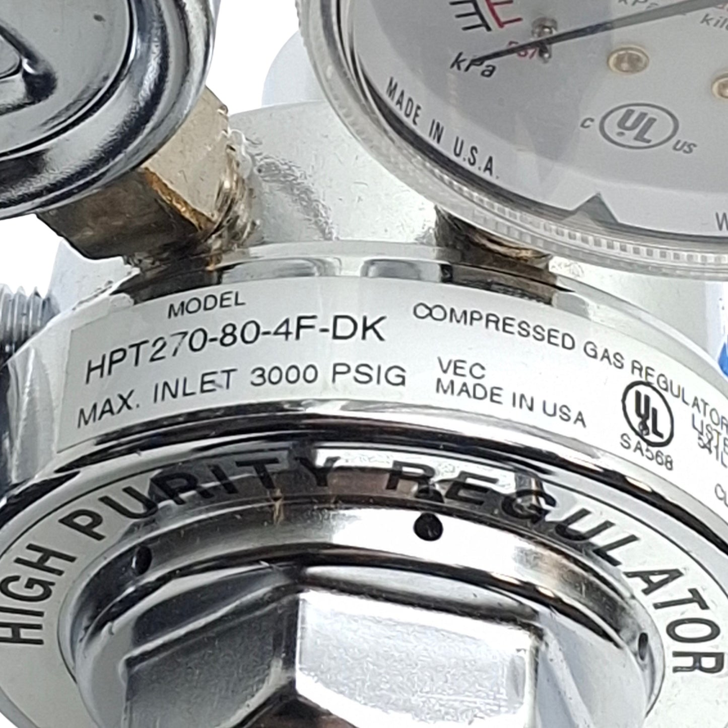 Used Twin City Oxygen HPT270-80-4F-DK Regulator 4-80psig Set Pressure, 3000Psig Inlet