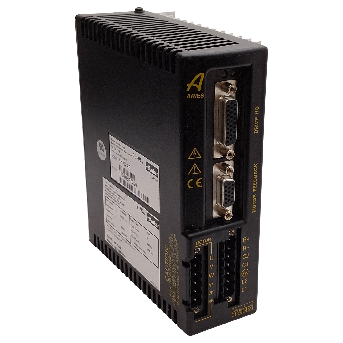 Used Parker AR-02AE Aries Servo Drive, 200W, 1Ø 120/240VAC In, 3Ø 170/340VDC Out