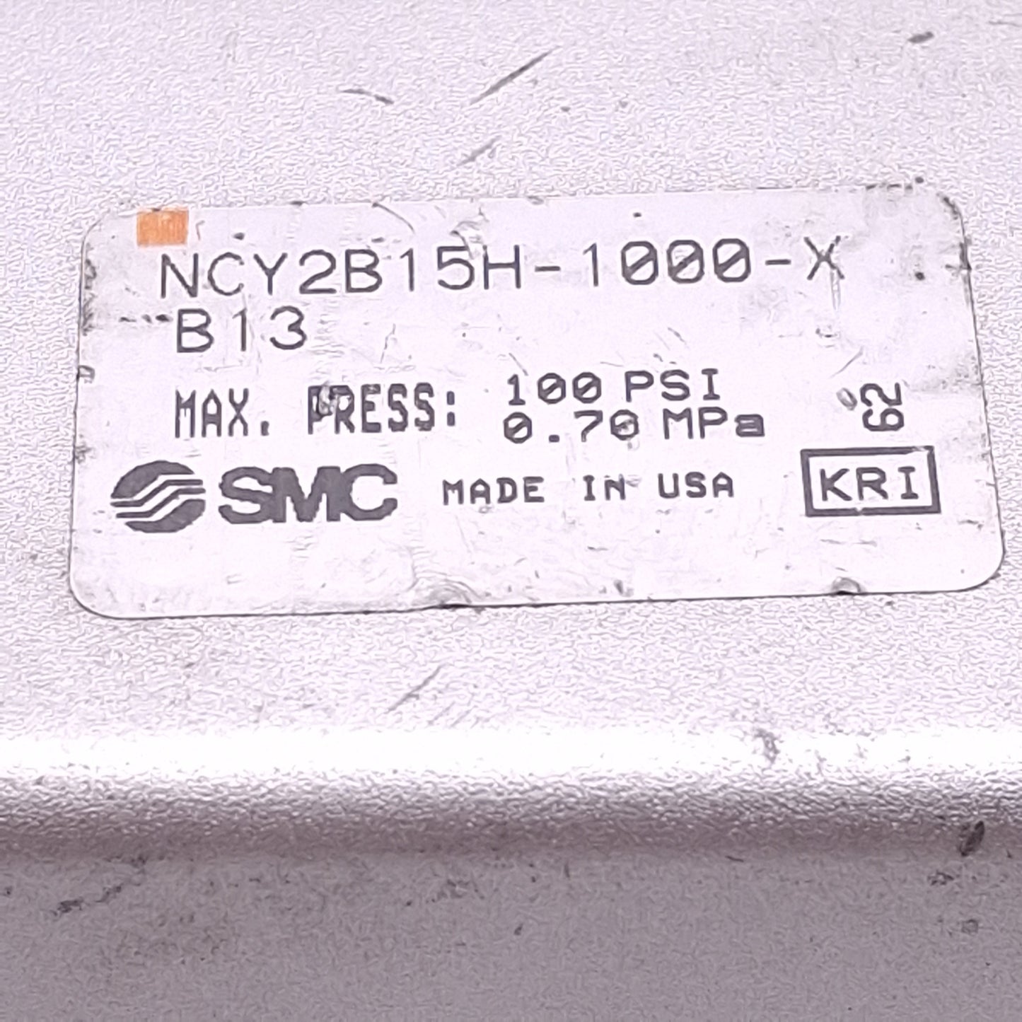 Used SMC NCY2B15H-1000-XB13 Rodless Cylinder, ø5/8in Bore 10in Stroke, 100psi, #10-32