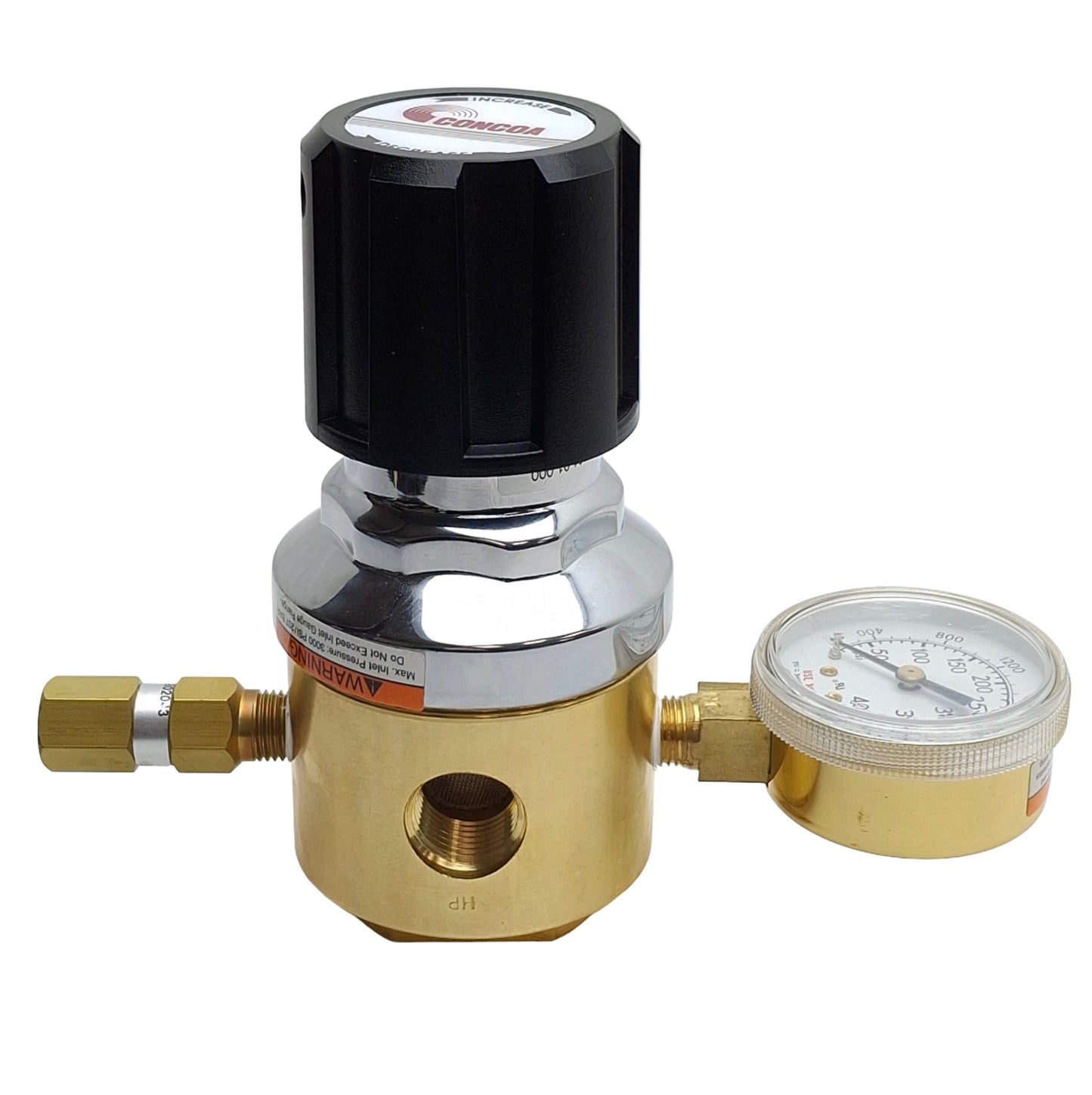 New – Open box Concoa 4835001-01-000 Gas Regulator, 0-250psig Set Pressure, 1/2in NPT Female