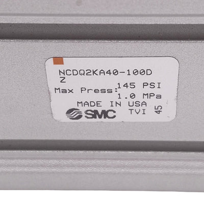 New SMC NCDQ2KA40-100DZ Pneumatic Cylinder, ø40mm Bore, 100mm Stroke, 1.0MPa, Rc 1/8